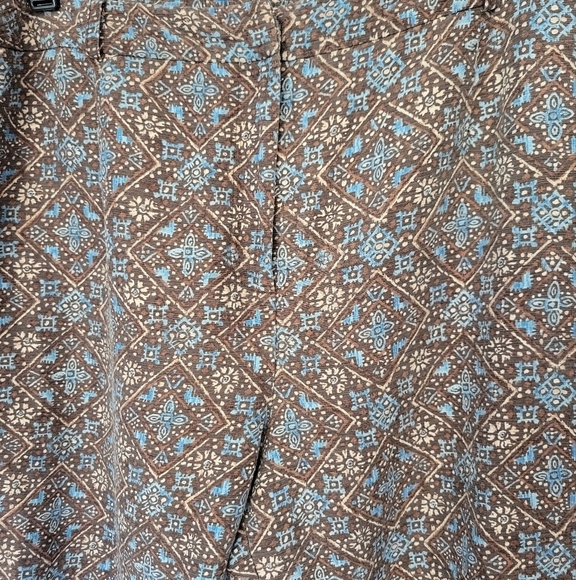 Talbots Woman Tailored Fit Silk Linen Blend Printed Pants Plus Size 14W Brown - Picture 9 of 14